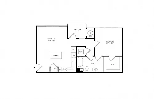Floor plan 1E w/ Balcony