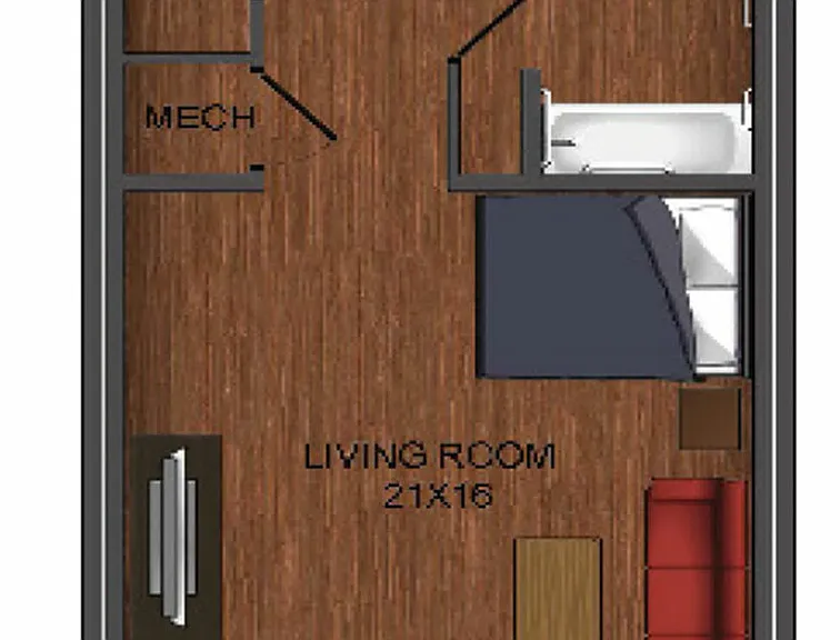 Studio apartment home floor plan at Township 28 Studio apartment home floor plan at Township 28