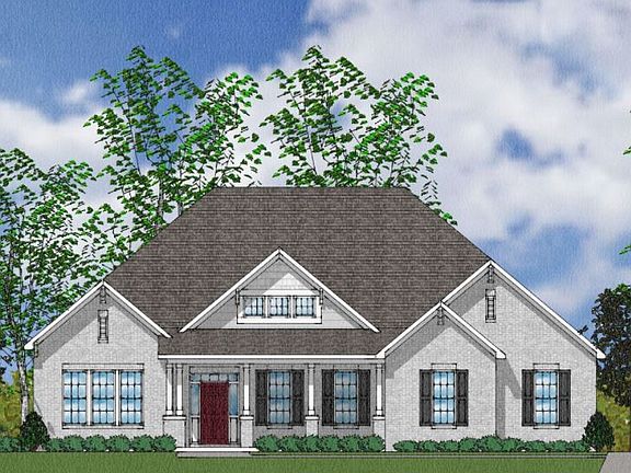 The Holmes - Elevation B Side Entry - No Bonus Room With Brick Columns
