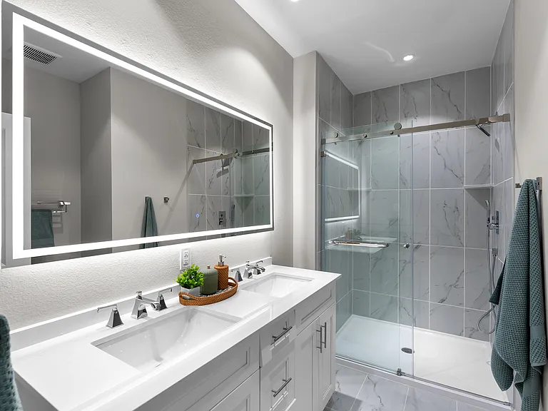 Phase II | Guest Bathroom with Dual Vanities and Standing Shower (Plan 4201)