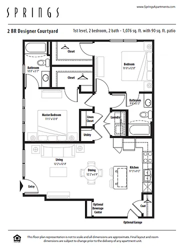Floor plan 2 BR Designer Courtyard Garage