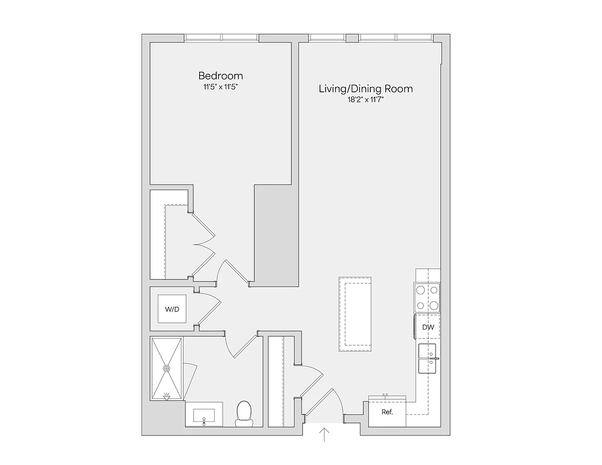 Floor plan 1BR 1BA (782 SF)