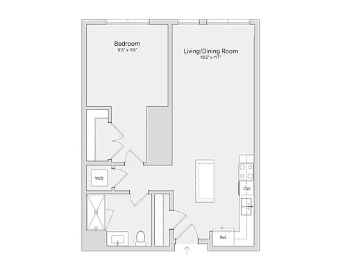 Floor plan 1BR 1BA (782 SF)