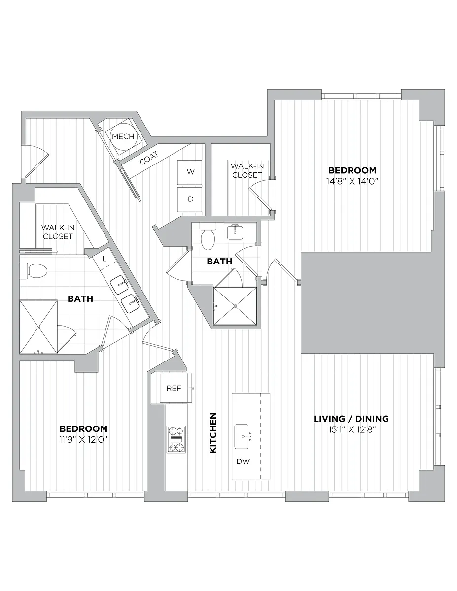 Floor plan 2 Bed/2 Bath-2E.1