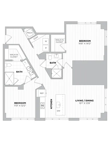 Floor plan 2 Bed/2 Bath-2E.1