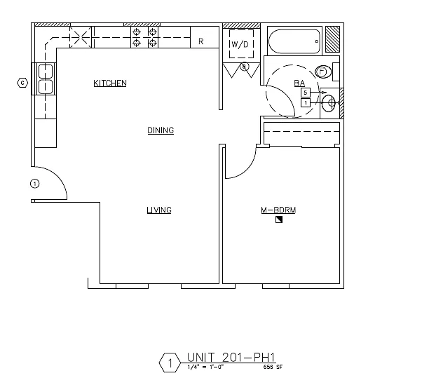 Floor plan 1 Bedroom, 1 Bath