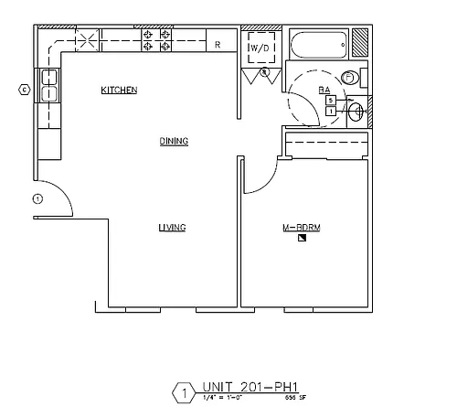 Floor plan 1 Bedroom, 1 Bath