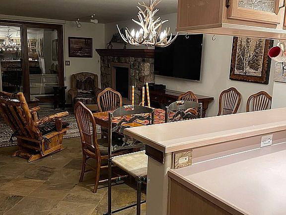 View from kitchen into dinin