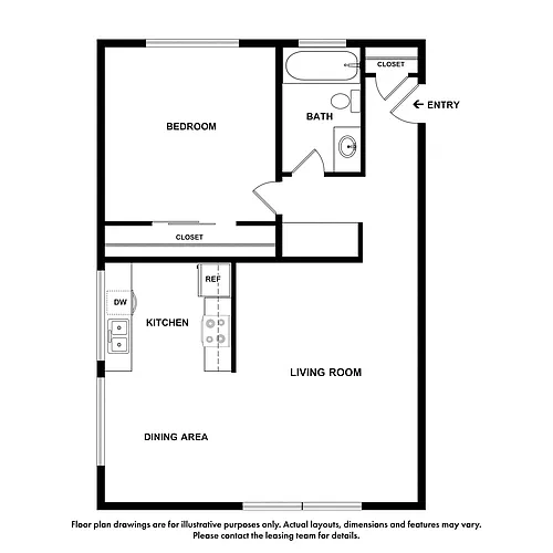 Floor plan 1x1 D - Cedars