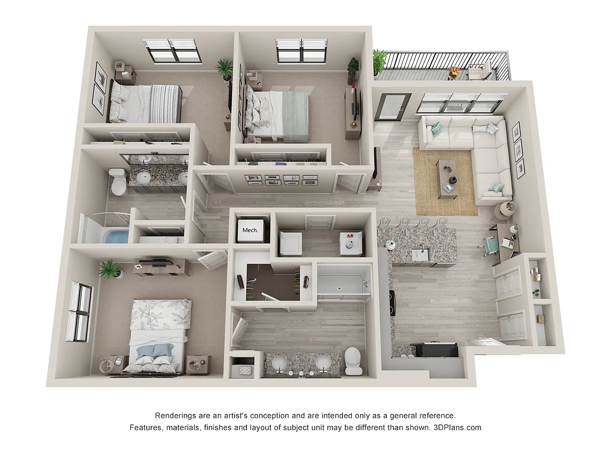 Floor plan C1 - 3 Bedroom, 2 Bathroom
