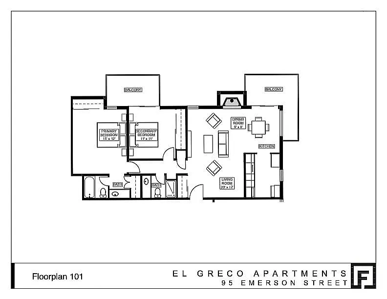 Floor plan 2 Bed x 2 Bath