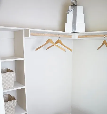 Walk in closet with built in shelves Walk in closet with built in shelves