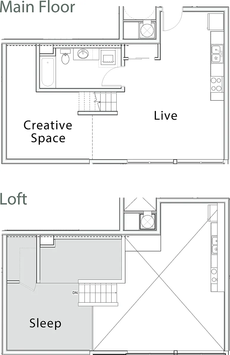 Floor plan 1 Bedroom Loft H