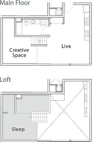 Floor plan 1 Bedroom Loft H