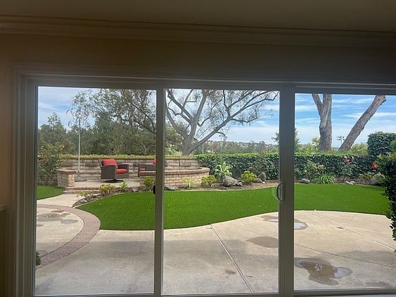 Family room opens onto the backyard