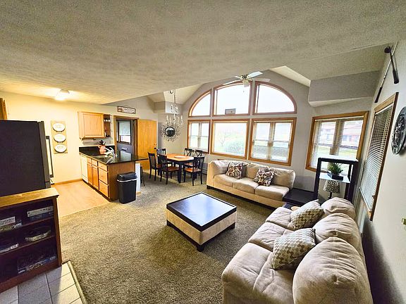 Living room and dining room