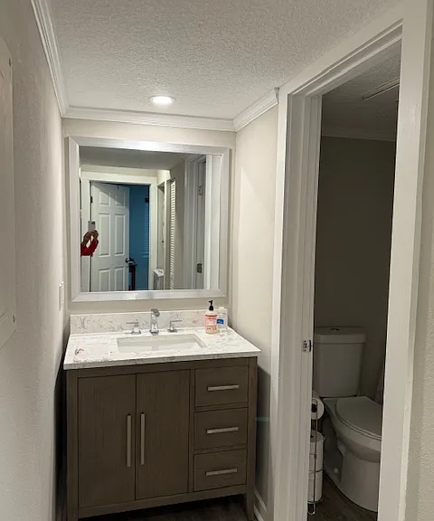 Guest vanity (guest bathroom to the right)