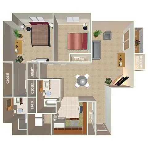 Floor plan 2 Bed 2 Bath C