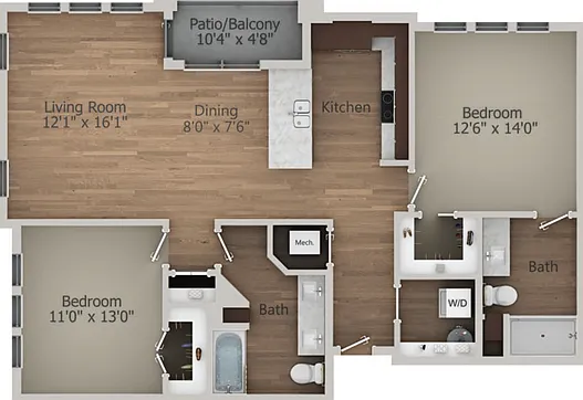 Floor Plan 2C | Arrabelle Apartments | Apartments in Cedarburg, WI Floor Plan 2C | Arrabelle Apartments | Apartments in Cedarburg, WI