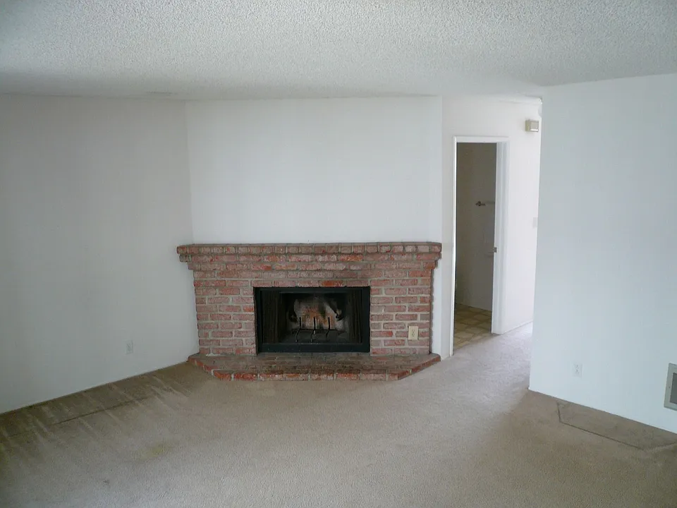 Wood burning brick fireplace