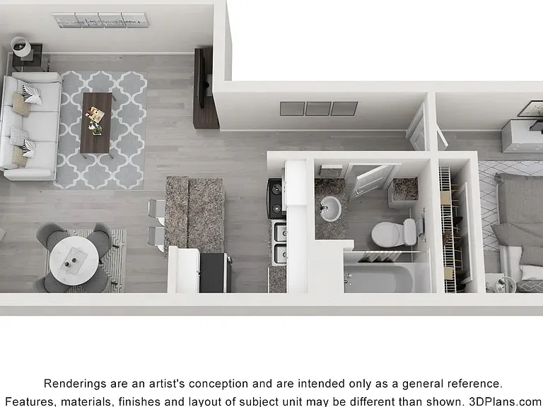 A 3D floor plan rendering of The Glendale.