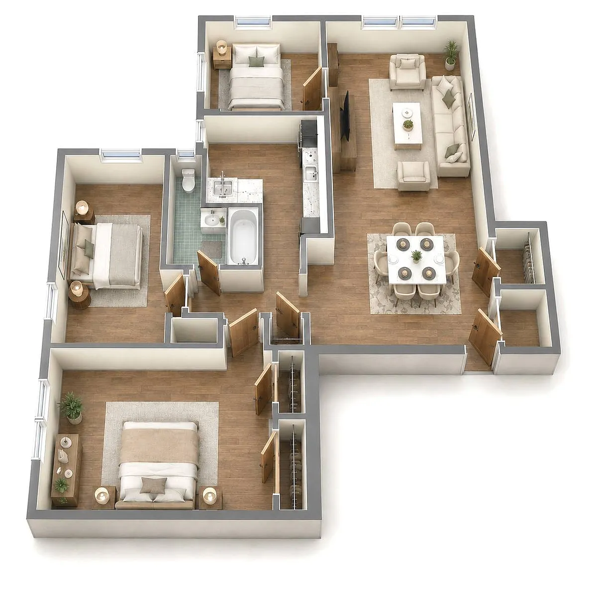 Floor plan 3 BR - 1 BTH Renovated