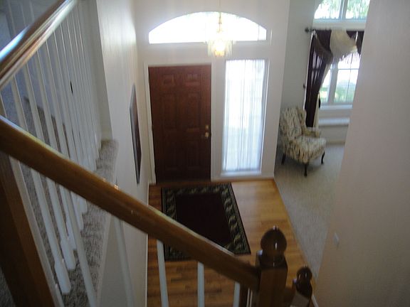 Looking down at foyer