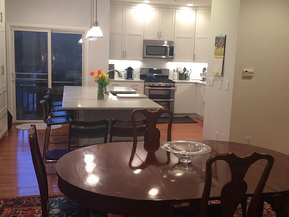 View from dining room area into kitchen