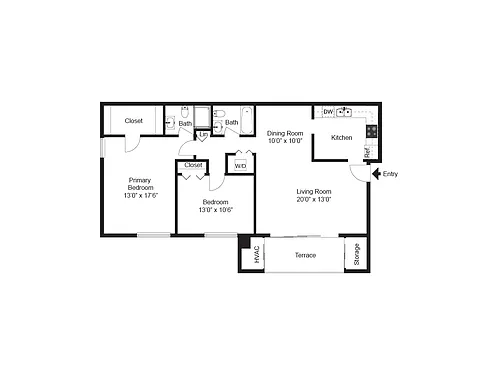 Floor plan Two Bedroom Two Bath