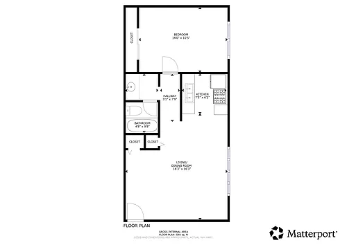 Floor plan 1 Bed and 1 Bath