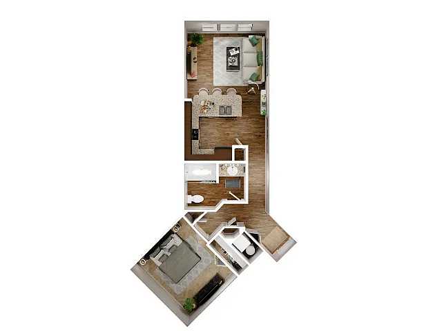 Floor plan Studio, 1 Bath (80% Income Restricted)