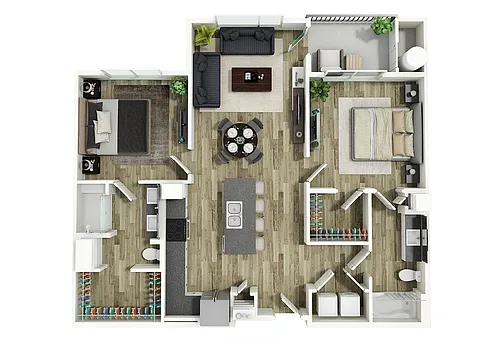 Floor plan 2 Bedroom, 2 Bathroom