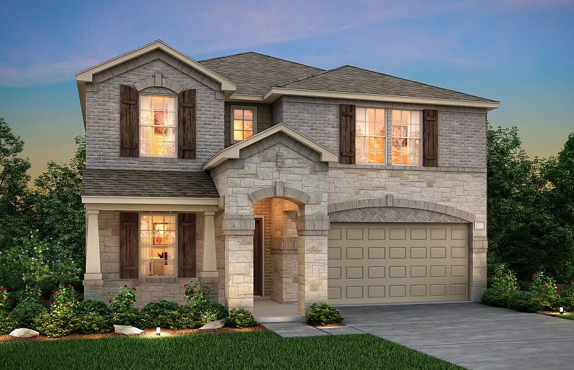 The Kisko, a two-story home with 2-car garage, shown with Home Exterior R