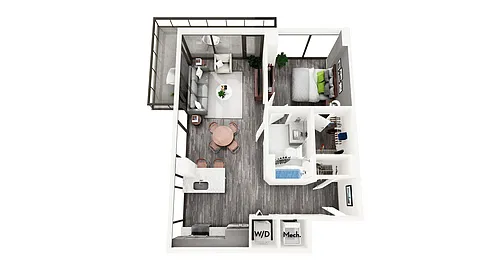Floor plan AZB8 1 BEDROOM AND 1 BATH