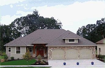 front with oversized 3 car garage