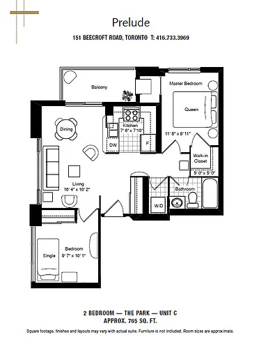 Floor plan 2 Bedroom 2 Bed 1 Bath 2