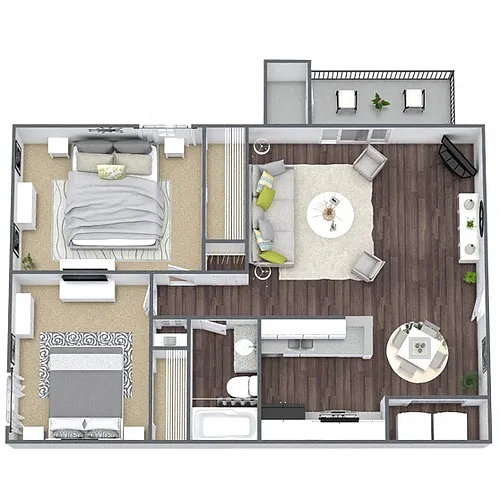 Floor plan B1: 2 Bed 1 Bath