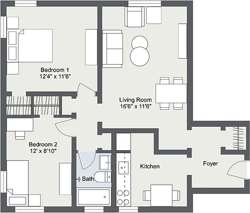 Floor plan 2 Bedroom Apartment