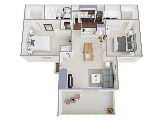 Floor plan 2 Bed, 1 Bath A