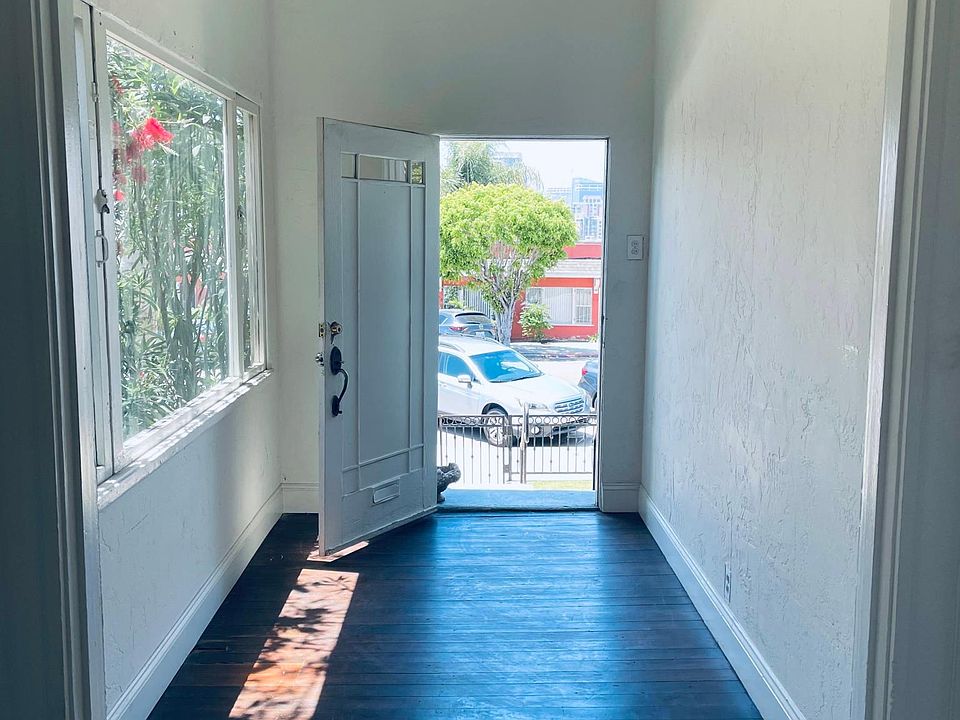 looking from living room to front door