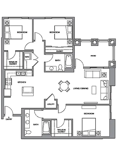 Floor plan 3F w/ Balcony