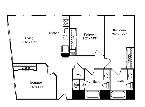 Floor plan 3 Bed/2 Bath-C6