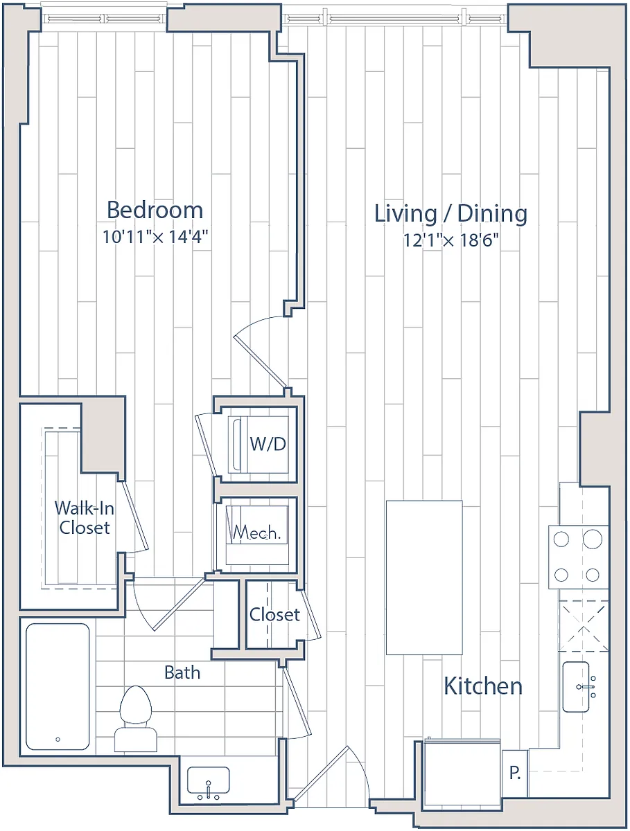 Floor plan 1 Bed/1 Bath-C6-2