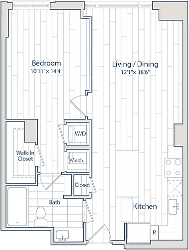 Floor plan 1 Bed/1 Bath-C6-2
