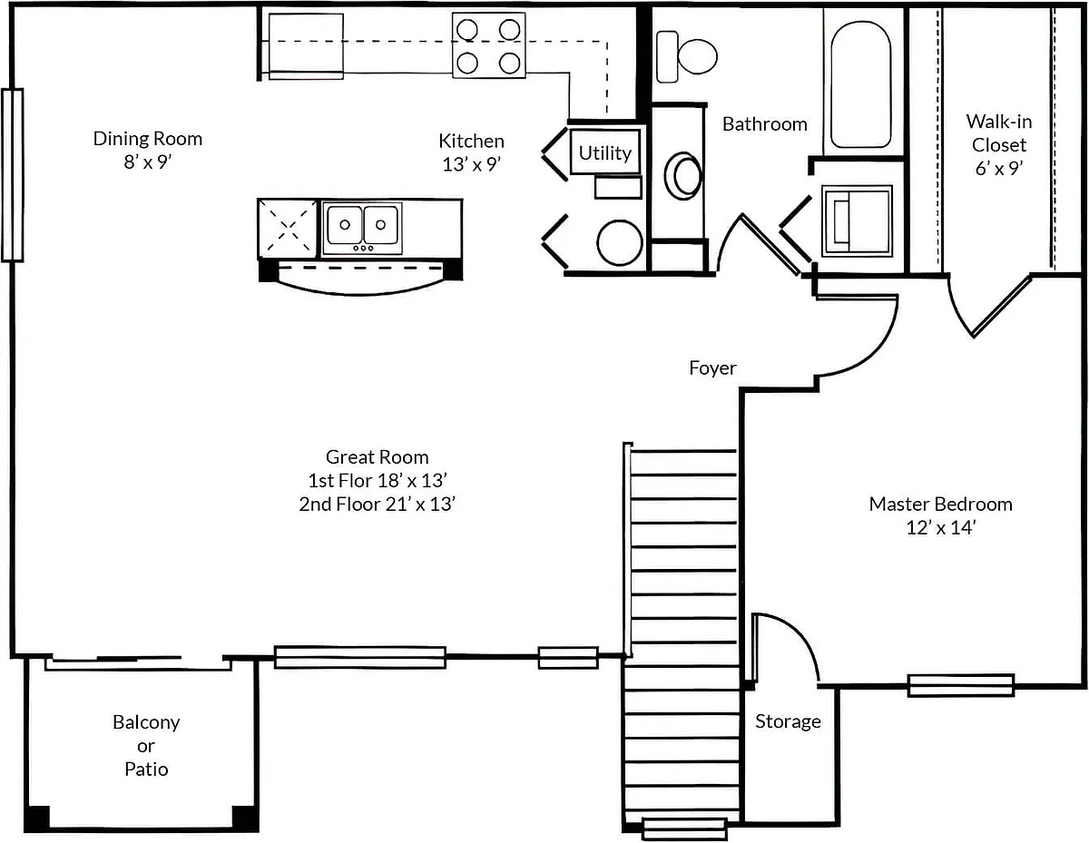 Floor plan 1 Bedroom 1st Floor