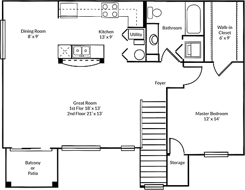 Floor plan 1 Bedroom 1st Floor