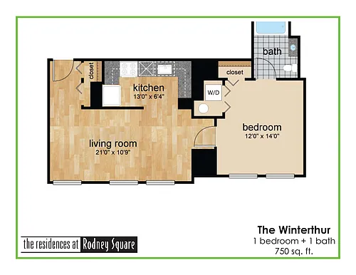 Floor plan Winterthur One Bedroom On