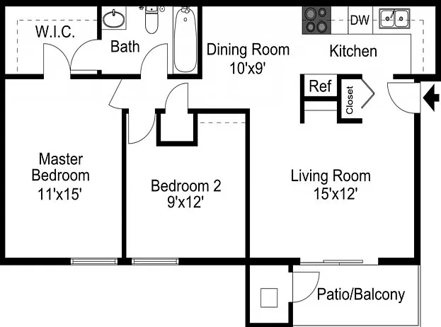 Two Bedroom, One Bath Two Bedroom, One Bath