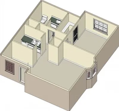 One Bedroom One Bathroom, Kitchen cabinets over stove have an opening into the dining room that can fit bar stools. One Bedroom One Bathroom, Kitchen cabinets over stove have an opening into the dining room that can fit bar stools.
