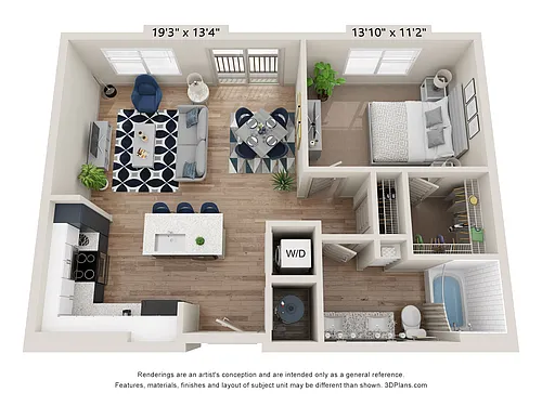 Floor plan A4 LL (1 Bedroom)